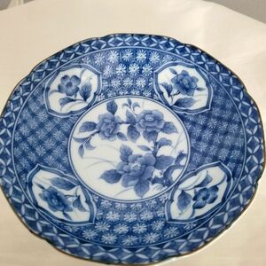 VINTAGE TAKHASHI PORCELAIN BLUE AND WHITE PLATE MADE IN JAPAN